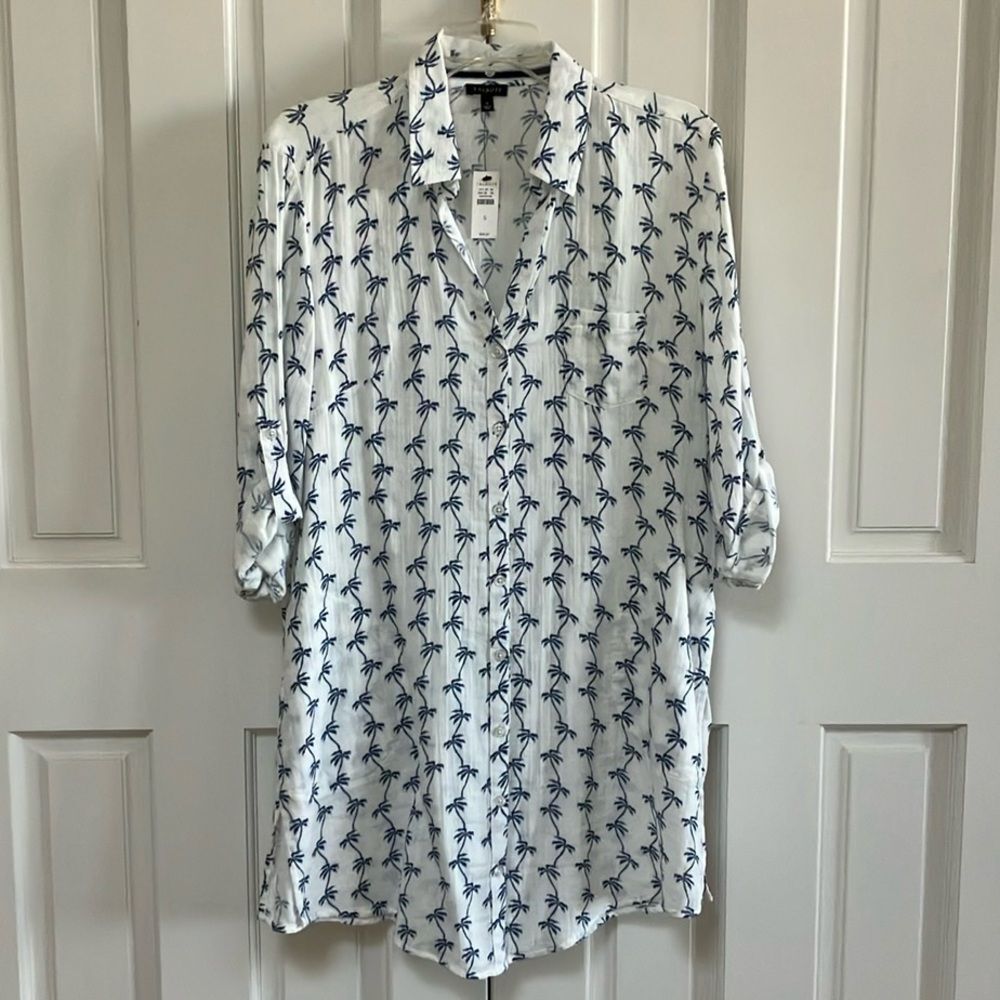 New Talbots Palm Tree Long Sleeved Shirt